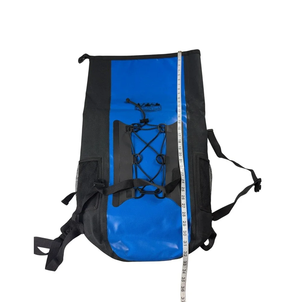 Lewis & Clark Blue Black PVC Tarpaulin Roll Top Waterproof Dry Bag Backpack